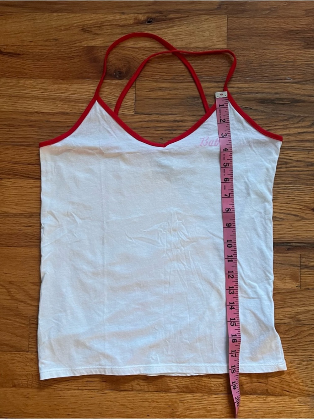 Camp Collection S.F. Red Trim Strappy Cami Tank Top - Babe Script Cotton Blend M - Picture 5 of 8